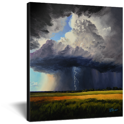 "Closing In" Storm Clouds Over Prairie Weather Canvas Print