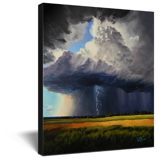 "Closing In" Storm Clouds Over Prairie Weather Canvas Print