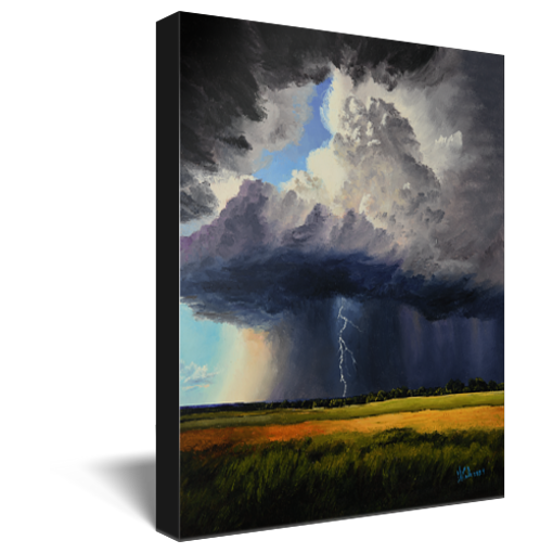 "Closing In" Storm Clouds Over Prairie Weather Canvas Print